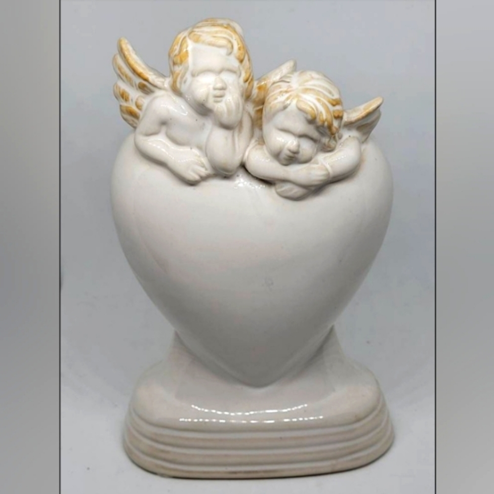 Vintage Cherub Vase, vases, vase, cherubs, home decor, heart vase, Valentine Day